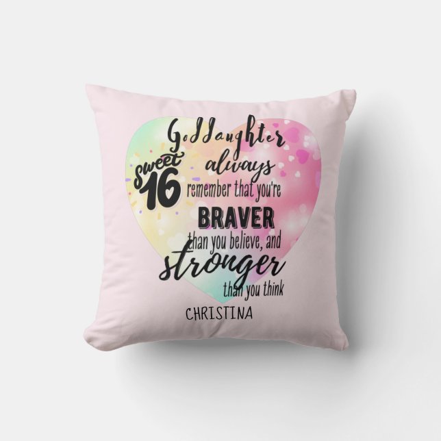 Goddaughter Gift Motivational Encouragement NAMED Throw Pillow (Front)