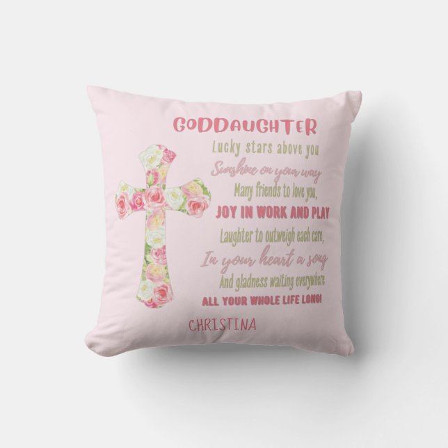 Goddaughter Gift Motivational Encouragement NAMED Throw Pillow (Front)