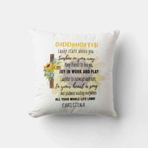 Goddaughter Gift Motivational Encouragement NAMED Throw Pillow