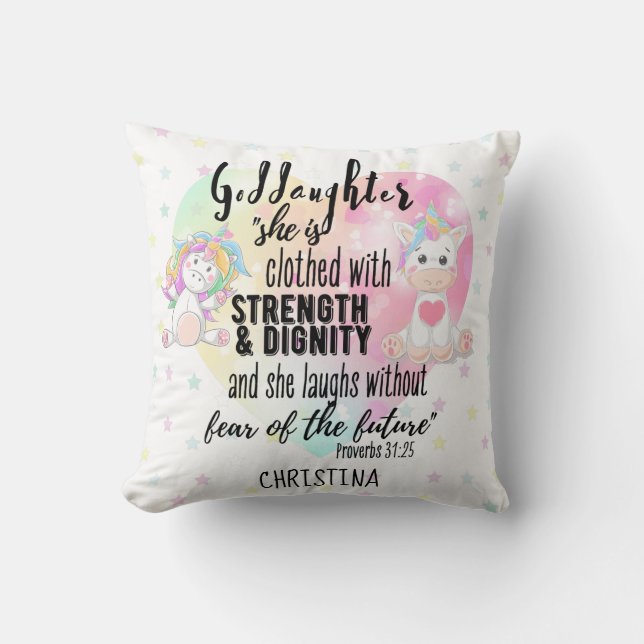 Goddaughter Gift Motivational Encouragement NAMED Throw Pillow (Front)