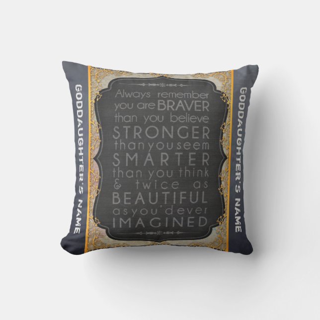 Goddaughter Gift Motivational Words Personalized Throw Pillow (Front)