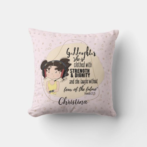 Goddaughter Gift Quote Proverb Pink Gamer Girl Thr Throw Pillow