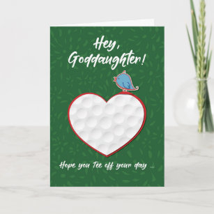 Goddaughter Golf Sports Heart Valentine Preteen Card