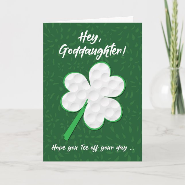 Goddaughter Golf Sports St. Patrick’s Day Shamrock Card (Front)