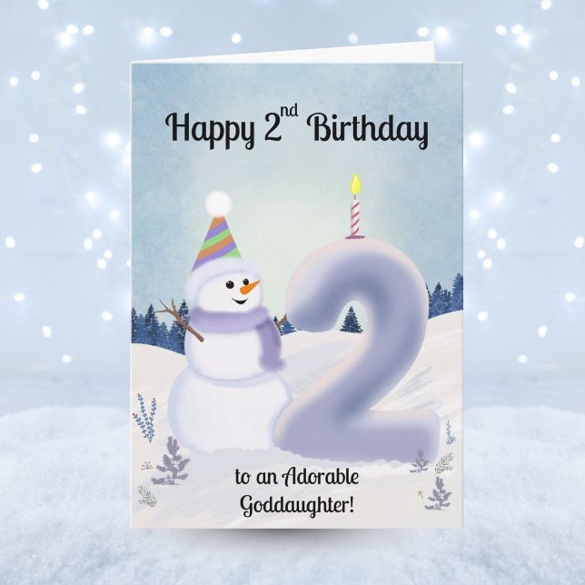 Goddaughter Happy 2nd Birthday Snowman Building Card (Creator Uploaded)