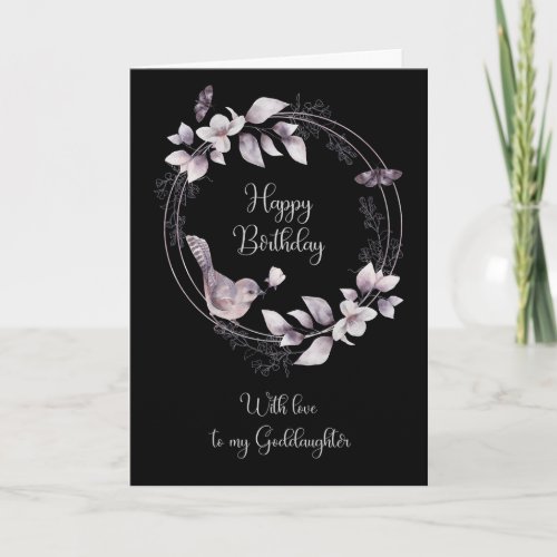 Goddaughter Happy Birthday Bird and Butterflies Card