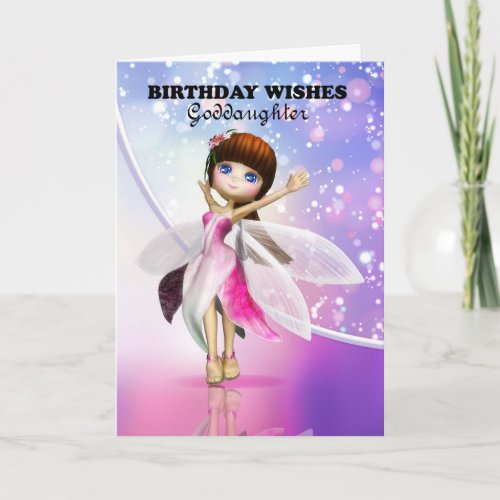 Goddaughter Happy Birthday cute fairy dancing Card