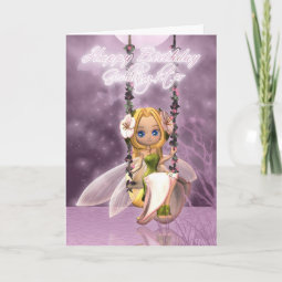 Goddaughter Happy Birthday cute fairy on flower sw Card | Zazzle