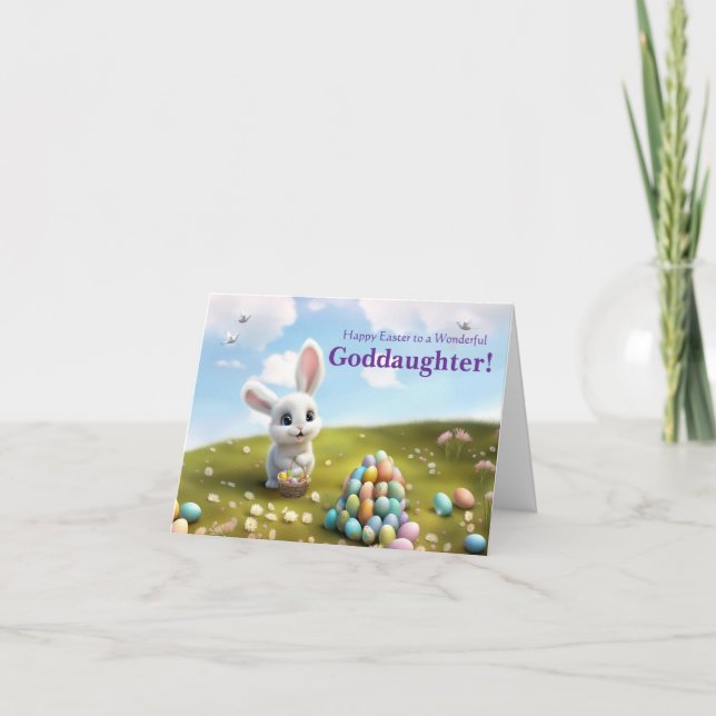 Goddaughter Happy Easter with Happy Easter Bunny  Card (Front)