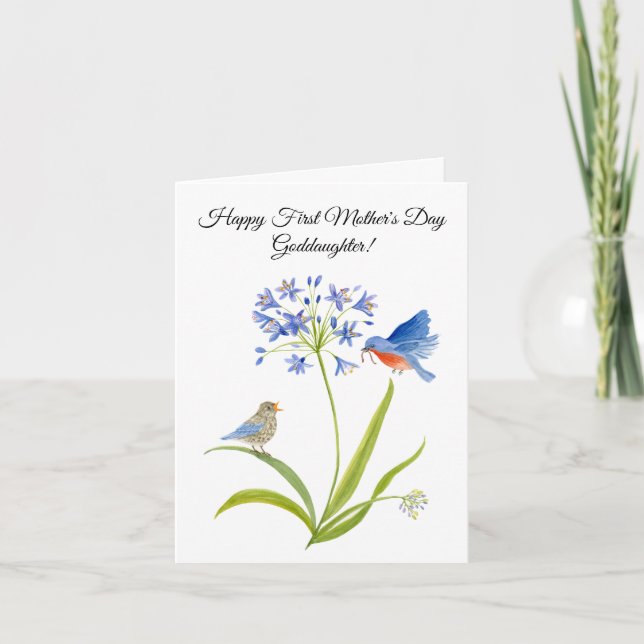 Goddaughter Happy First Mother’s Day Bluebird  Card (Front)