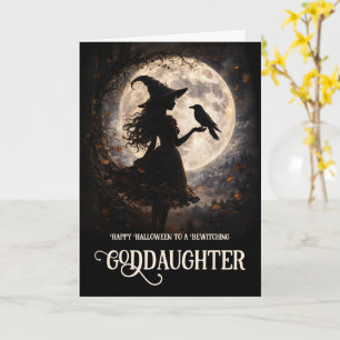 Goddaughter Happy Halloween with Beautiful Witch Card