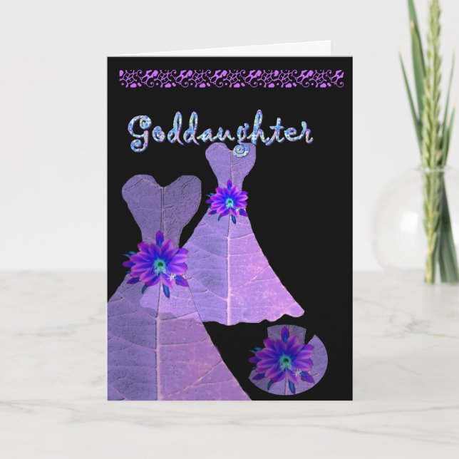 GODDAUGHTER - Junior Bridesmaid  PURPLE Gown Invitation (Front)
