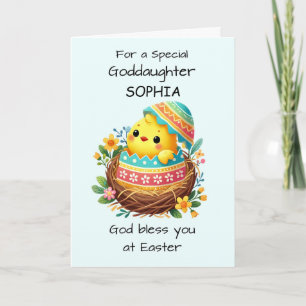 Goddaughter Personalize Easter Blessings Chick Card