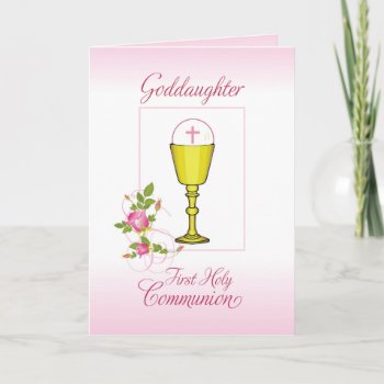 Goddaughter Pink First Holy Communion  Chalice Card by Religious_SandraRose at Zazzle