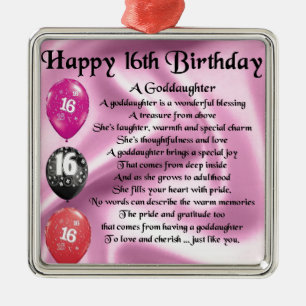 Goddaughter Poem - 16th Birthday Metal Ornament