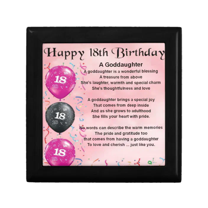 Goddaughter Poem 18th Birthday Jewelry Box Zazzle Com