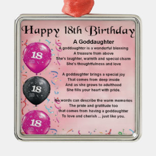 Goddaughter Poem - 18th Birthday Metal Ornament