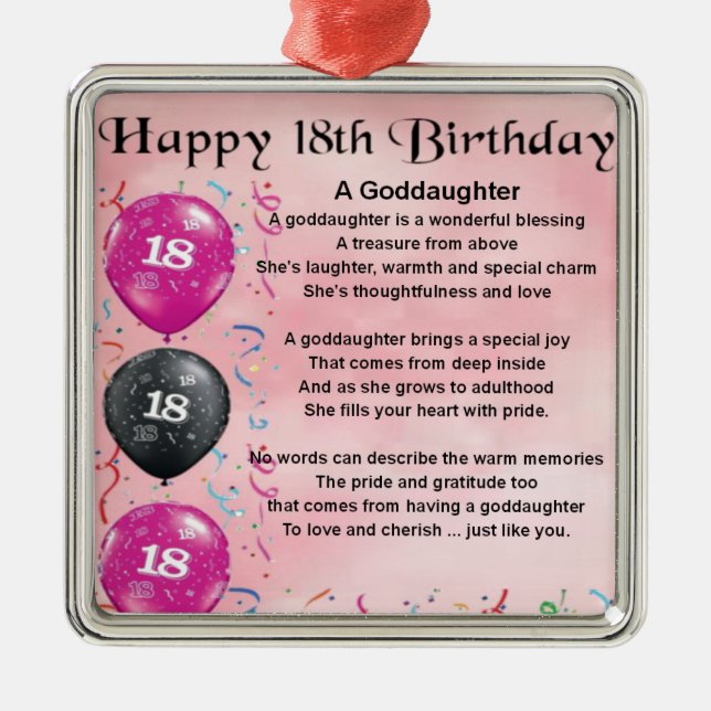 Goddaughter Poem - 18th Birthday Metal Ornament (Front)