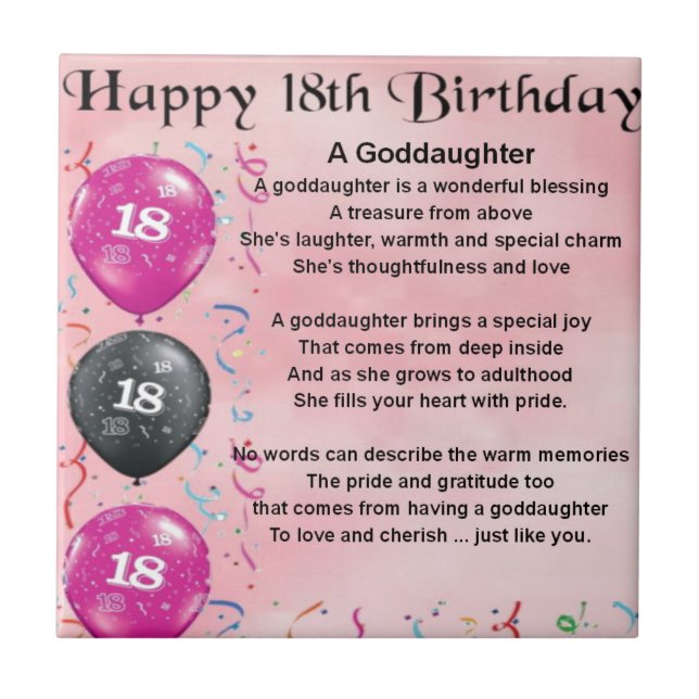 Goddaughter Poem - 18th Birthday Tile (Front)