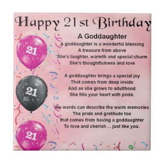 Goddaughter Poem - 21st Birthday Design Ceramic Tile