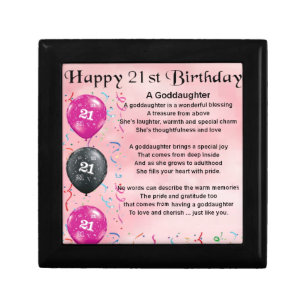 Goddaughter Poem - 21st Birthday Design Jewelry Box