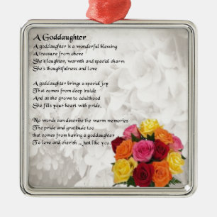 Goddaughter Poem - Flowers Design Metal Ornament