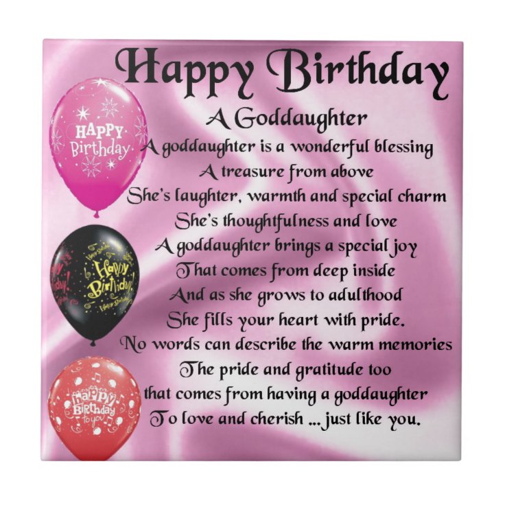 Goddaughter Poem - Happy Birthday Ceramic Tile | Zazzle