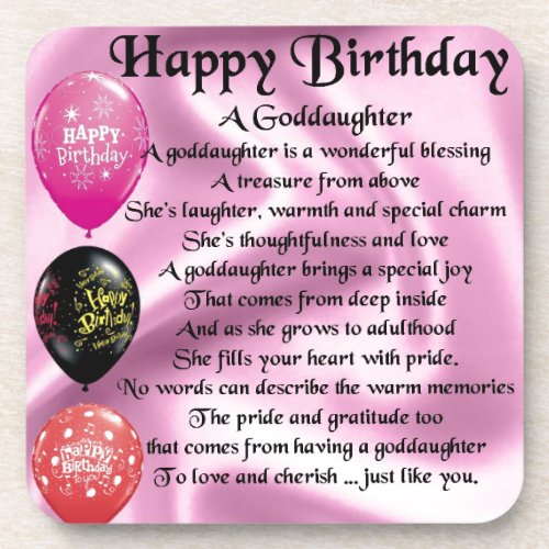 Goddaughter Poem _ Happy Birthday Drink Coaster