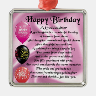 Goddaughter Poem - Happy Birthday Metal Ornament