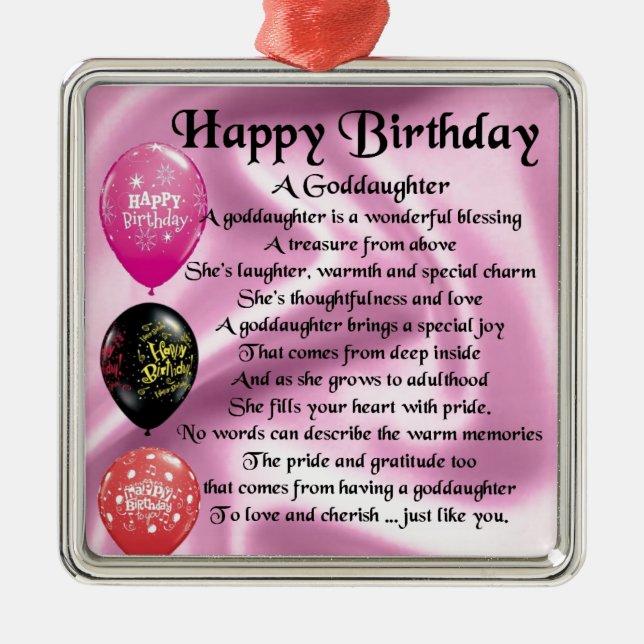 Goddaughter Poem - Happy Birthday Metal Ornament (Front)