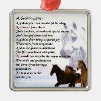 Goddaughter Poem - Horses Design Metal Ornament