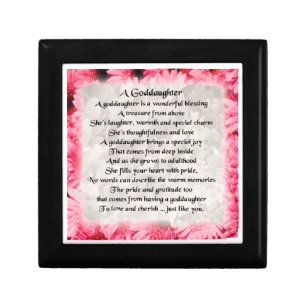 Goddaughter Poem Keepsake Box - Pink Floral Design