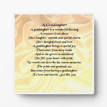 Goddaughter Poem Plaque  -  Cream  Silk Design by Lastminutehero at Zazzle