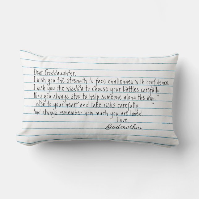 Goddaughter  Quote On Notebook Paper Lumbar Pillow (Front)