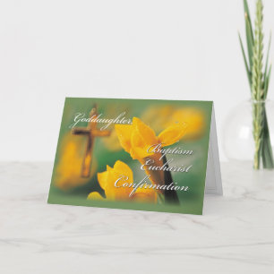 Goddaughter RCIA Cross Crocus Congratulations Card