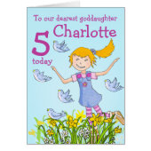Goddaughter spring girl birds birthday age card (Front)