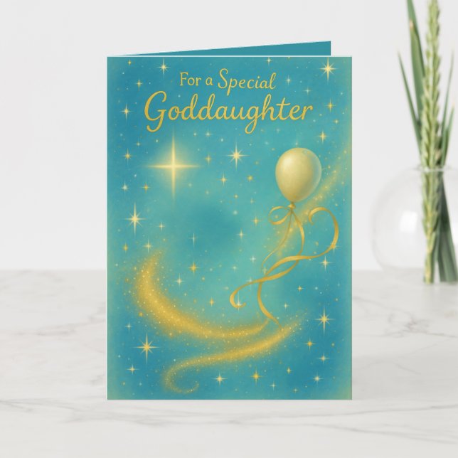 Goddaughter Stars Stardust & Balloon Birthday Card (Front)