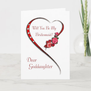 Goddaughter, Swirling heart Bridesmaid invite