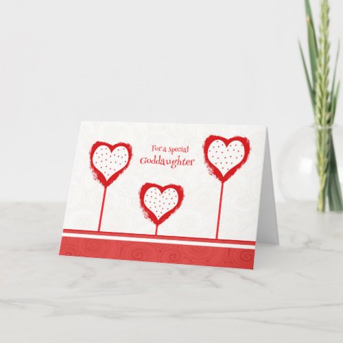 Goddaughter Valentines Day Card Polka Dot Hearts