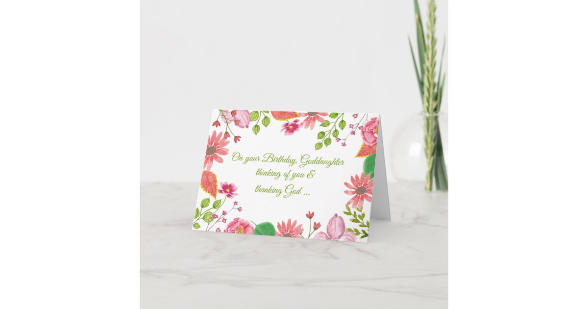 Goddaughter Watercolor Flowers Religious Birthday Card Zazzle