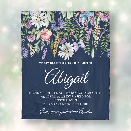 Goddaughter Wildflowers Personalized Message Fleece Blanket