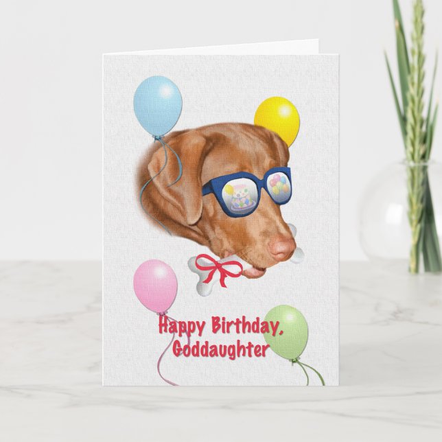 Goddaughter's Birthday Card with Labrador Retrieve (Front)