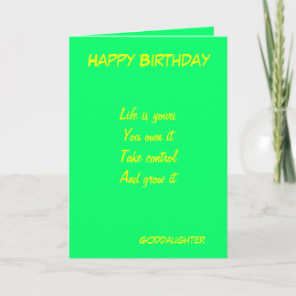 Goddaughter's motivational birthday greeting cards