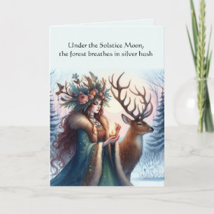 Goddess and Deer Blessed Winter Solstice Card