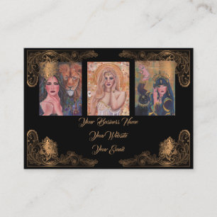 Goddess art black and gold by Renee Lavoie Business Card