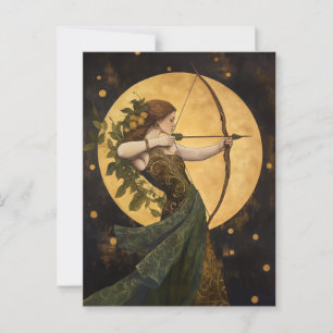 Goddess Artemis Art Nouveau Greek Mythology Postcard