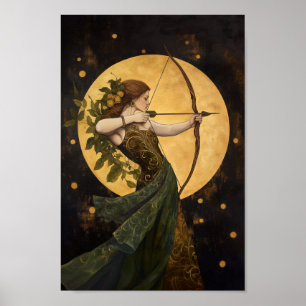 Goddess Artemis Art Nouveau Greek Mythology Poster