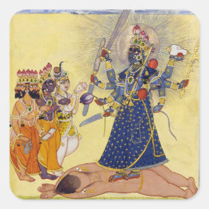 Goddess Bhadrakali Worshipped by the Gods 1675 Square Sticker