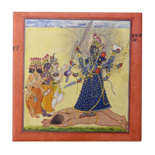 Goddess Bhadrakali Worshipped by the Gods 1675 Tile