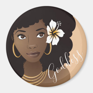 Goddess, Black Woman with a Flower in her Hair Magnet